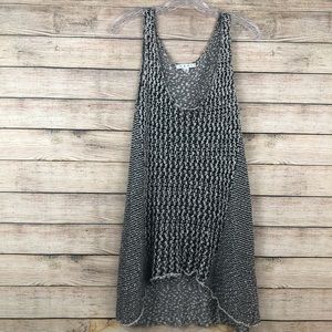 CAbi Knit Tunic Tank High-Low Black/White Sz L